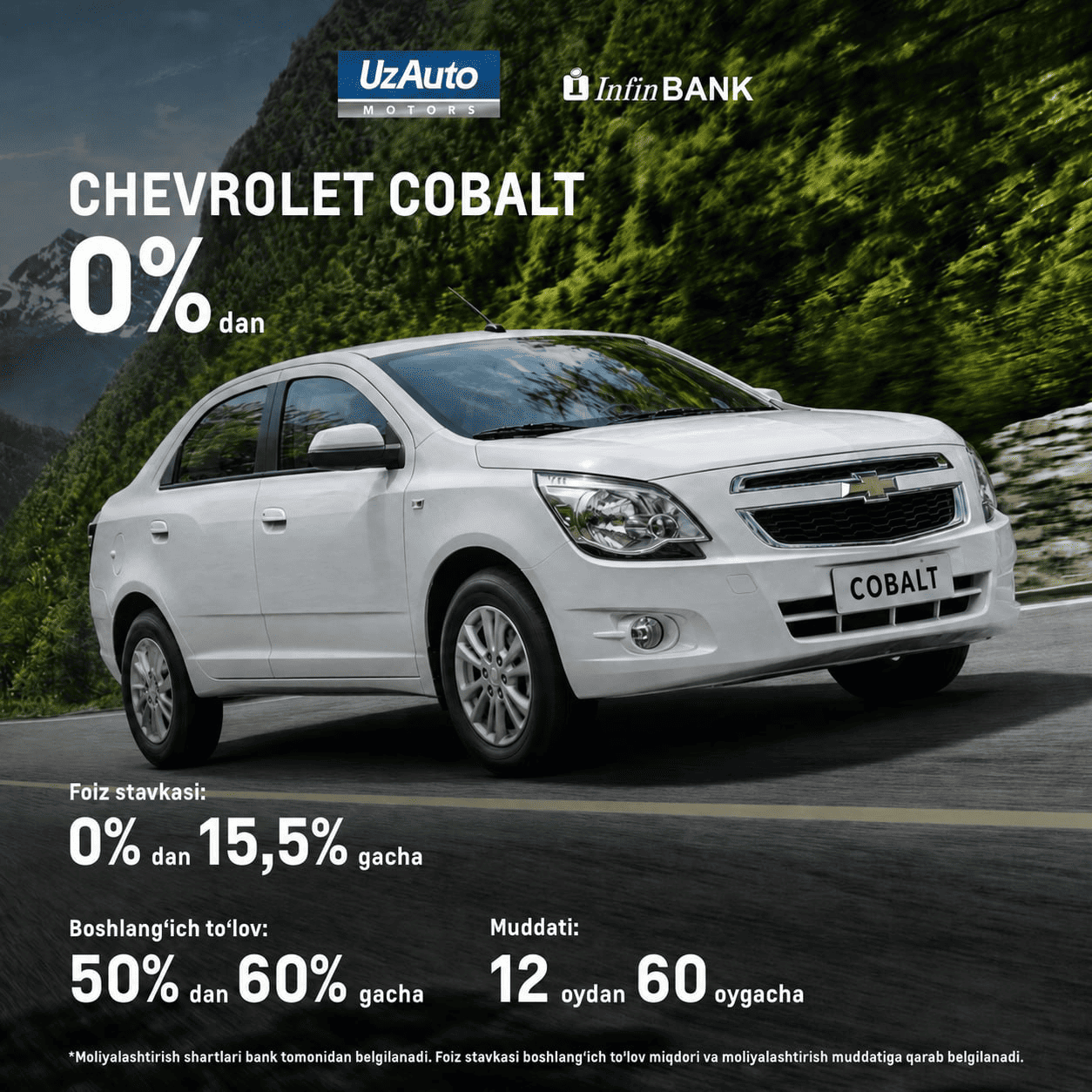 Chevrolet Cobalt InfinBANK bilan yanada qulay shartlarda!