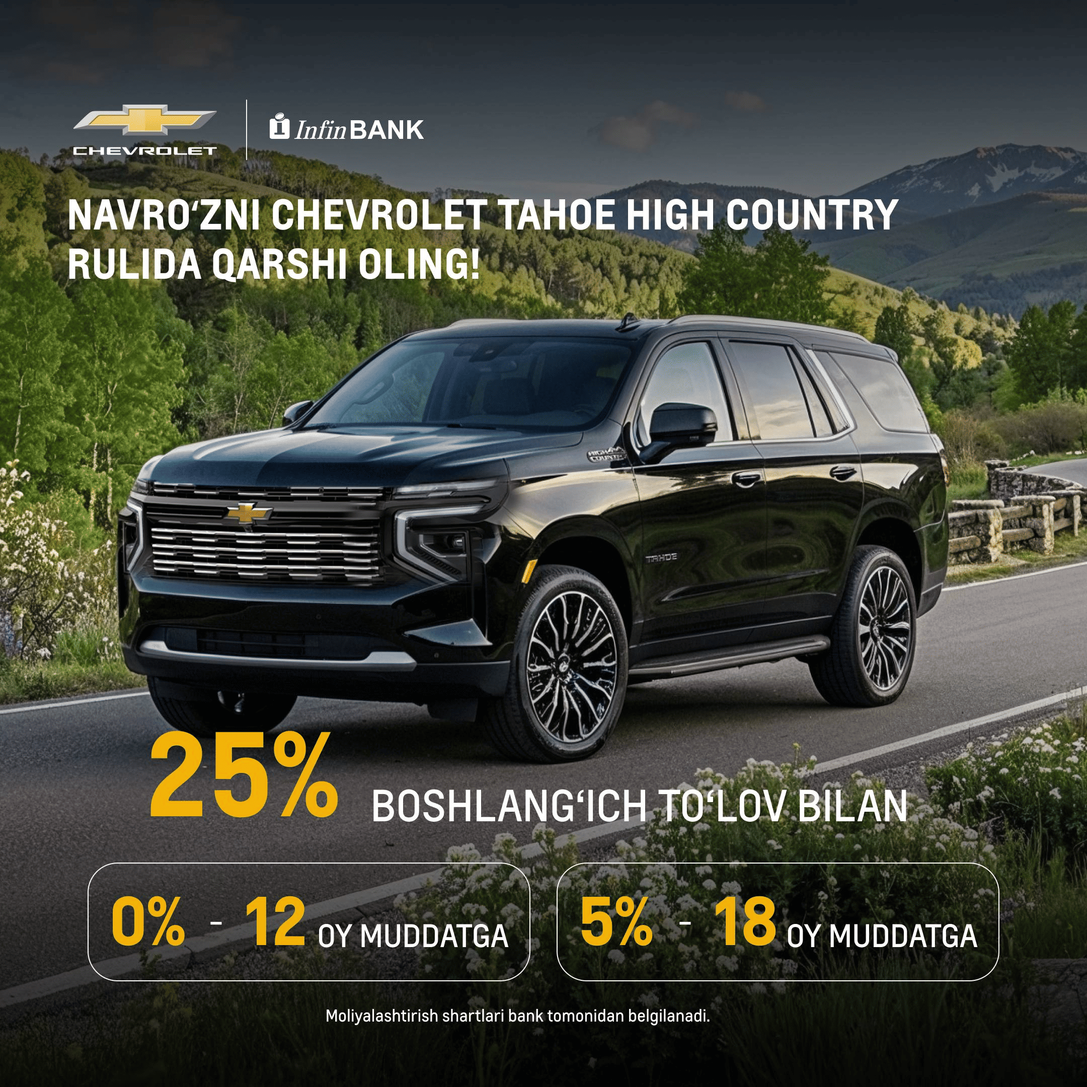 Navroʻzni Chevrolet Tahoe High Country rulida qarshi oling!