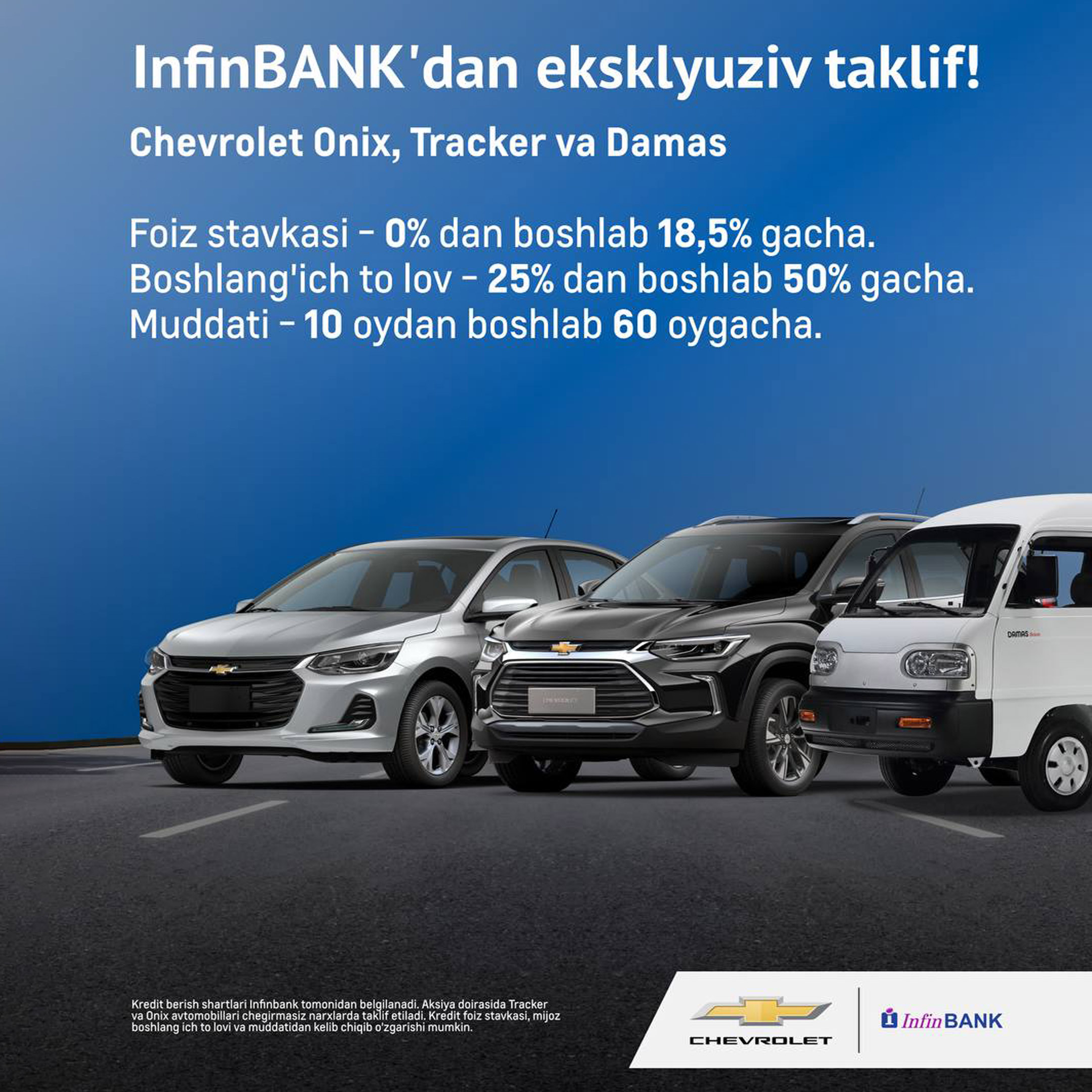 InfinBANK’dan Chevrolet avtomobillari uchun eksklyuziv taklif!
